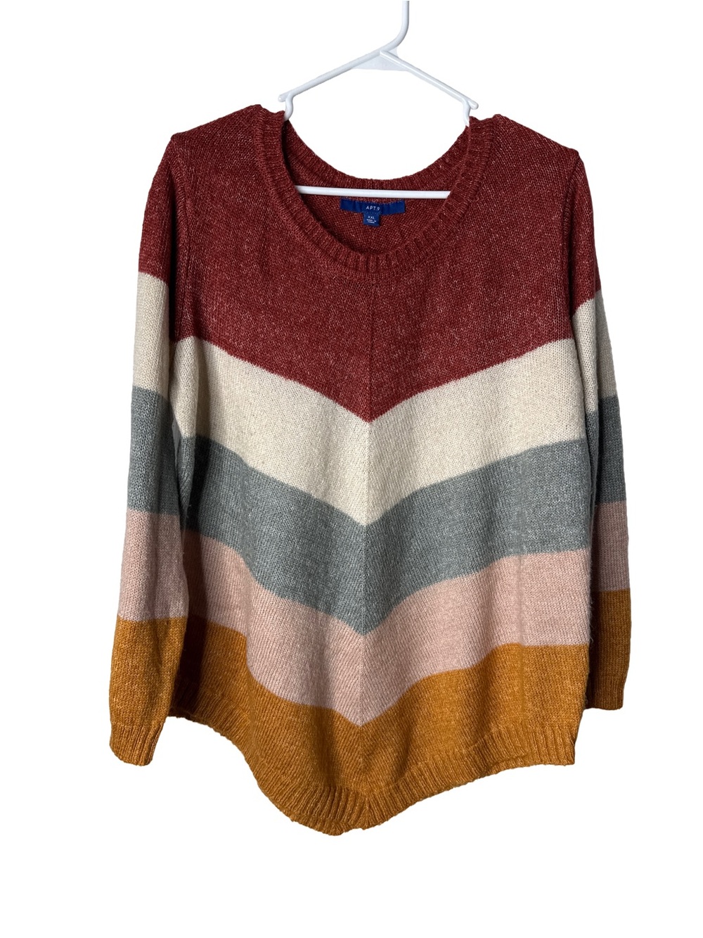 APT. 9 Women’s Knit Sweater Chevron Striped Size XXL Cozy Soft Pullover